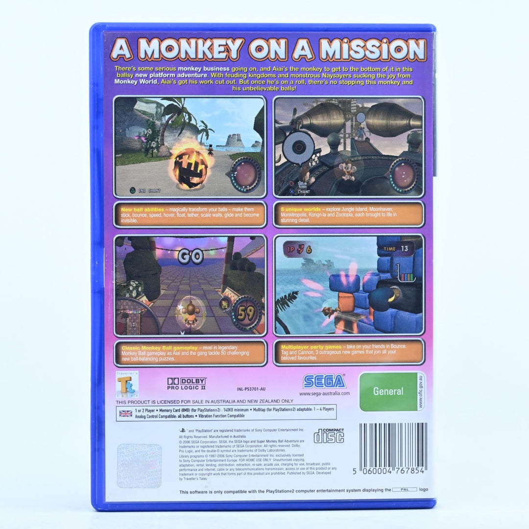 Super Monkey Ball Adventure - Sony Playstation 2 / PS2 Game + Manual - PAL