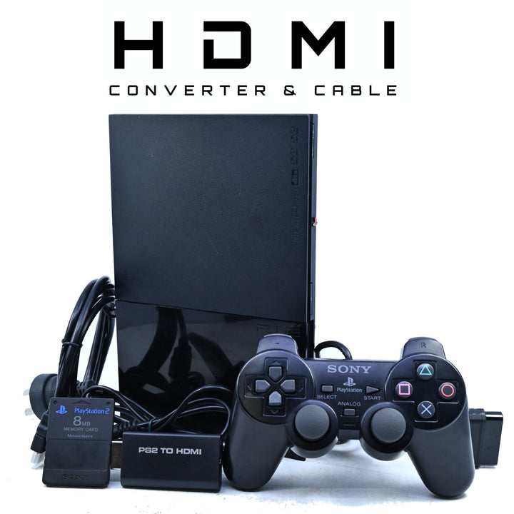 Sony Playstation 2 / PS2 Console - Slim Gloss + GENUINE CONTROLLERS + HDMI!