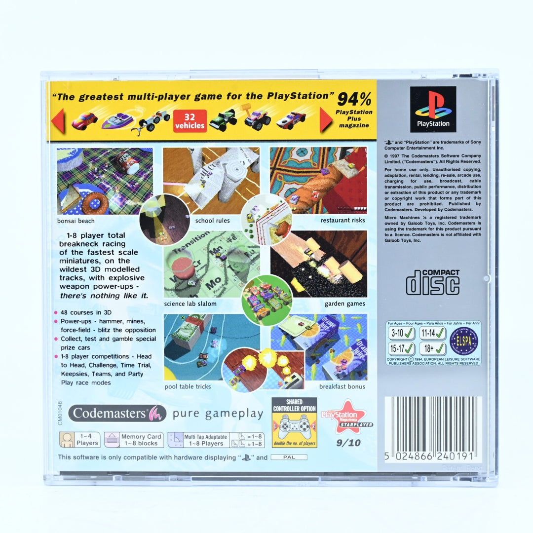 LIKE NEW! Micro Machines V3 - Sony Playstation 1 / PS1 Game + Manual - MINT DISC