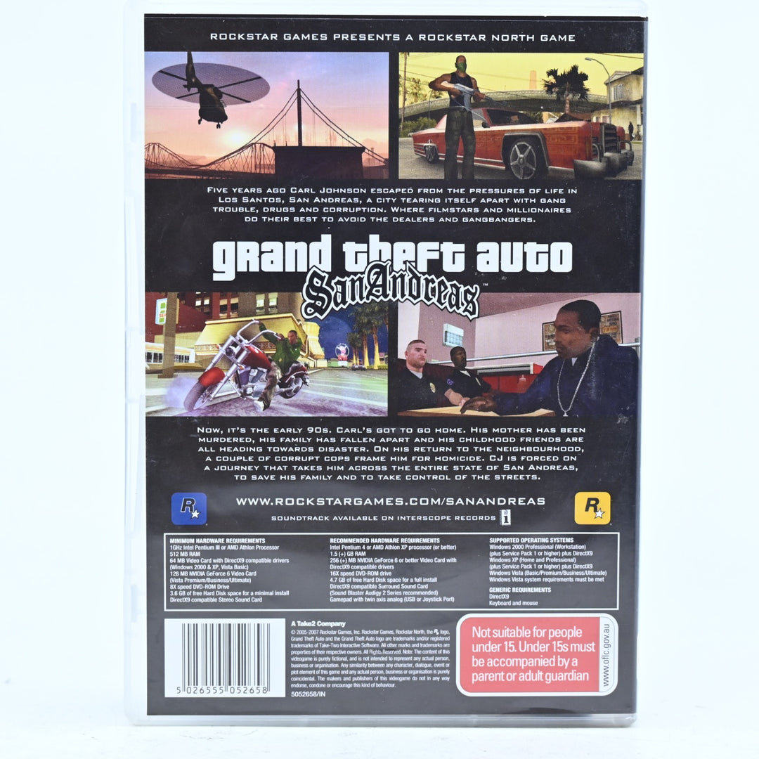Grand Theft Auto: San Andreas - PC Game + City Guide - No map - FREE POST!
