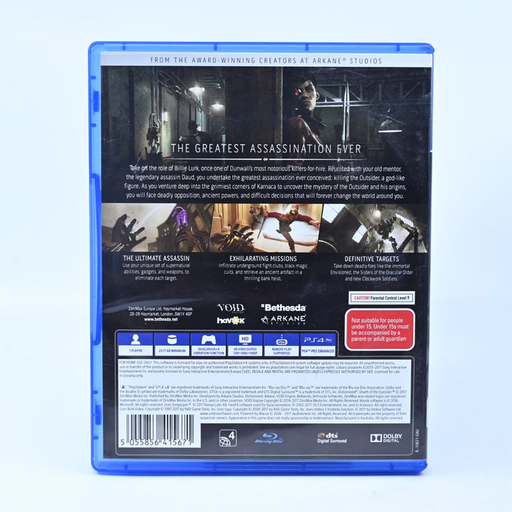 Dishonored: Death of the Outsider - Sony Playstation 4 / PS4 Game - FREE POST!