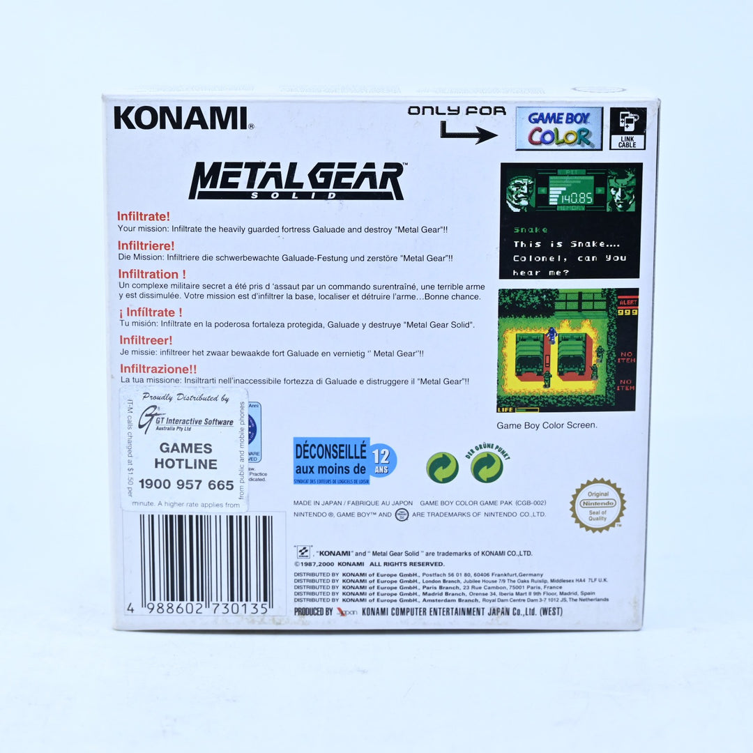 Metal Gear Solid - Nintendo Gameboy Color Boxed Game - PAL - FREE POST!