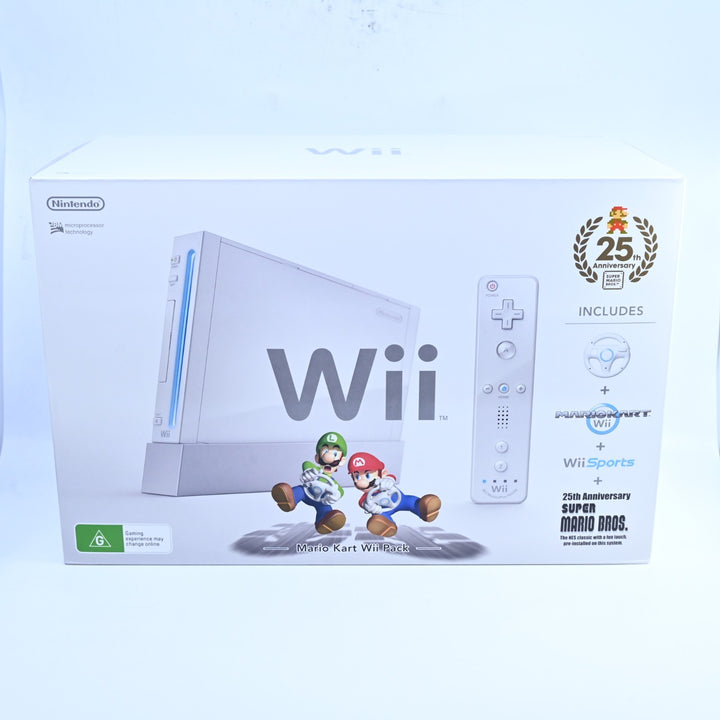 UNUSED! Mario Kart Wii Pack - White - 25th Anniversary - Wii Boxed Console - PAL
