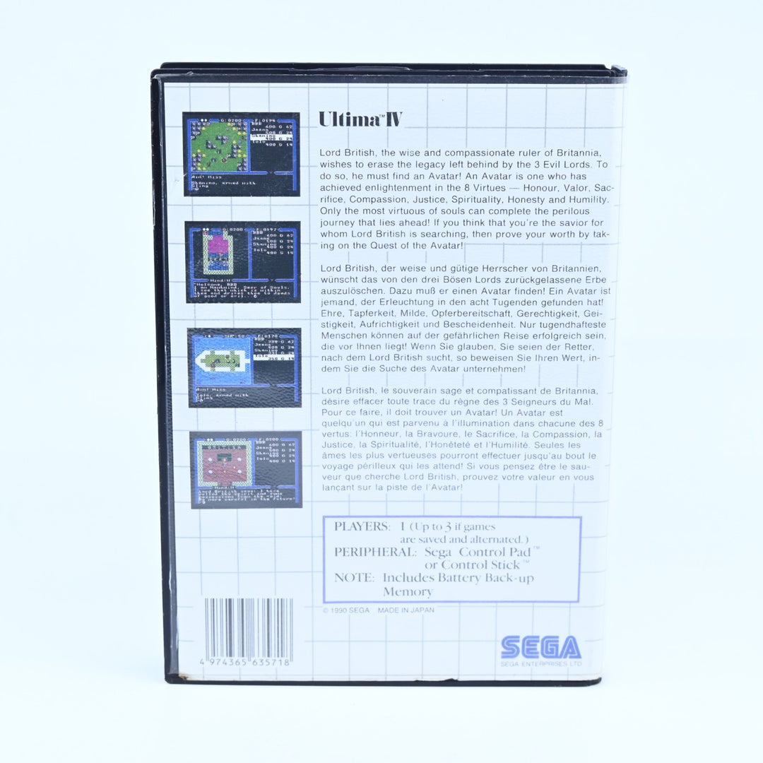Ultima IV - Sega Master System Game + Manual - No Map - PAL - FREE POST!