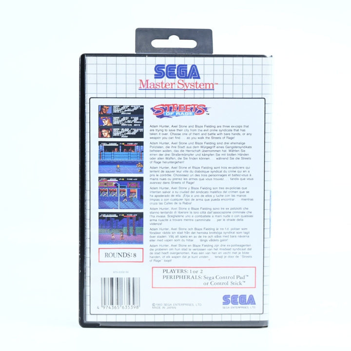 Streets of Rage - No Manual - Sega Master System Game - PAL - FREE POST!