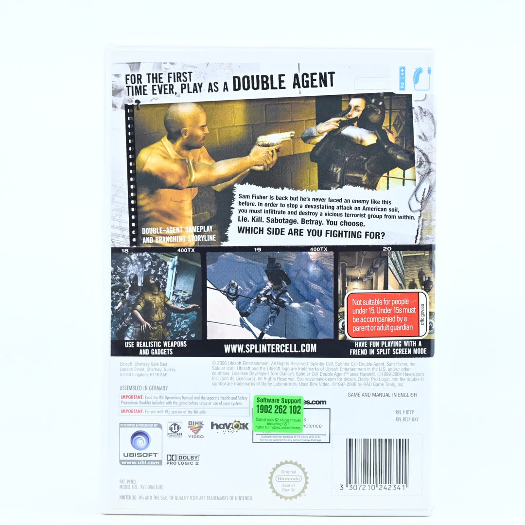 Tom Clancy's Splinter Cell Double Agent - Nintendo Wii Game + Manual - PAL