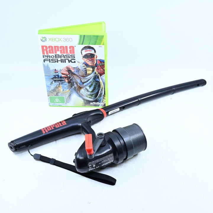 Rapala Fishing Pole Reel Rod Controller for Xbox 360 Accessory + Game - PAL!