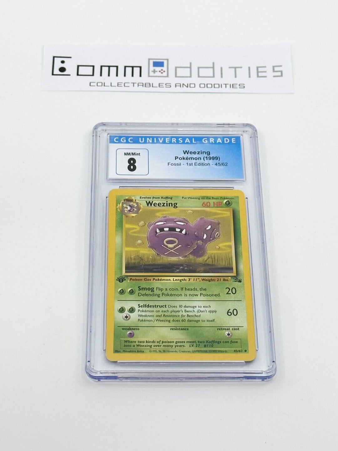 Weezing 1st Edition CGC 8 Pokemon Card - 1999 Fossil Set 45/62 - FREE POST!