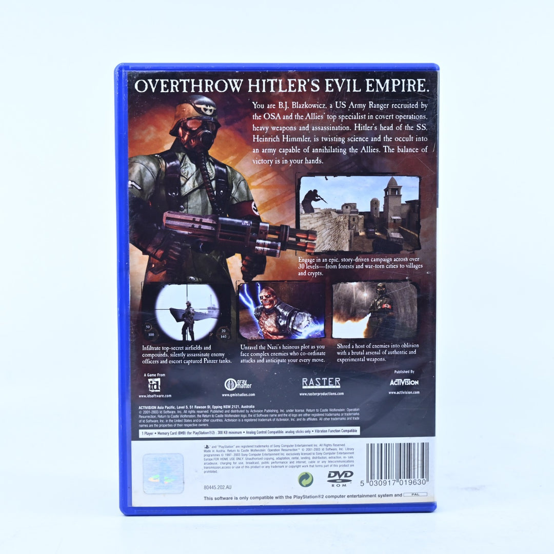 Return to Castle Wolfenstein: Operation Resurrection - PS2 Game + Manual - PAL