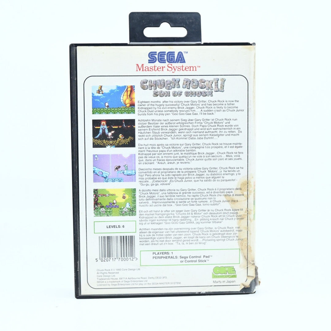 Chuck Rock II 2: Son of Chuck - Sega Master System Game + Manual - PAL - FREE PO