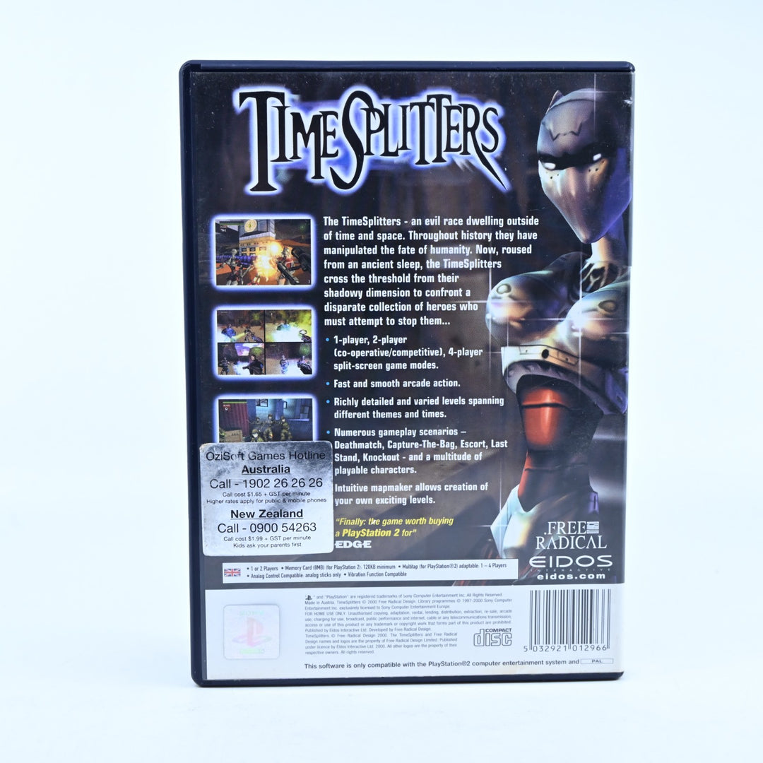TimeSplitters - Sony Playstation 2 / PS2 Game + Manual - PAL - MINT DISC!
