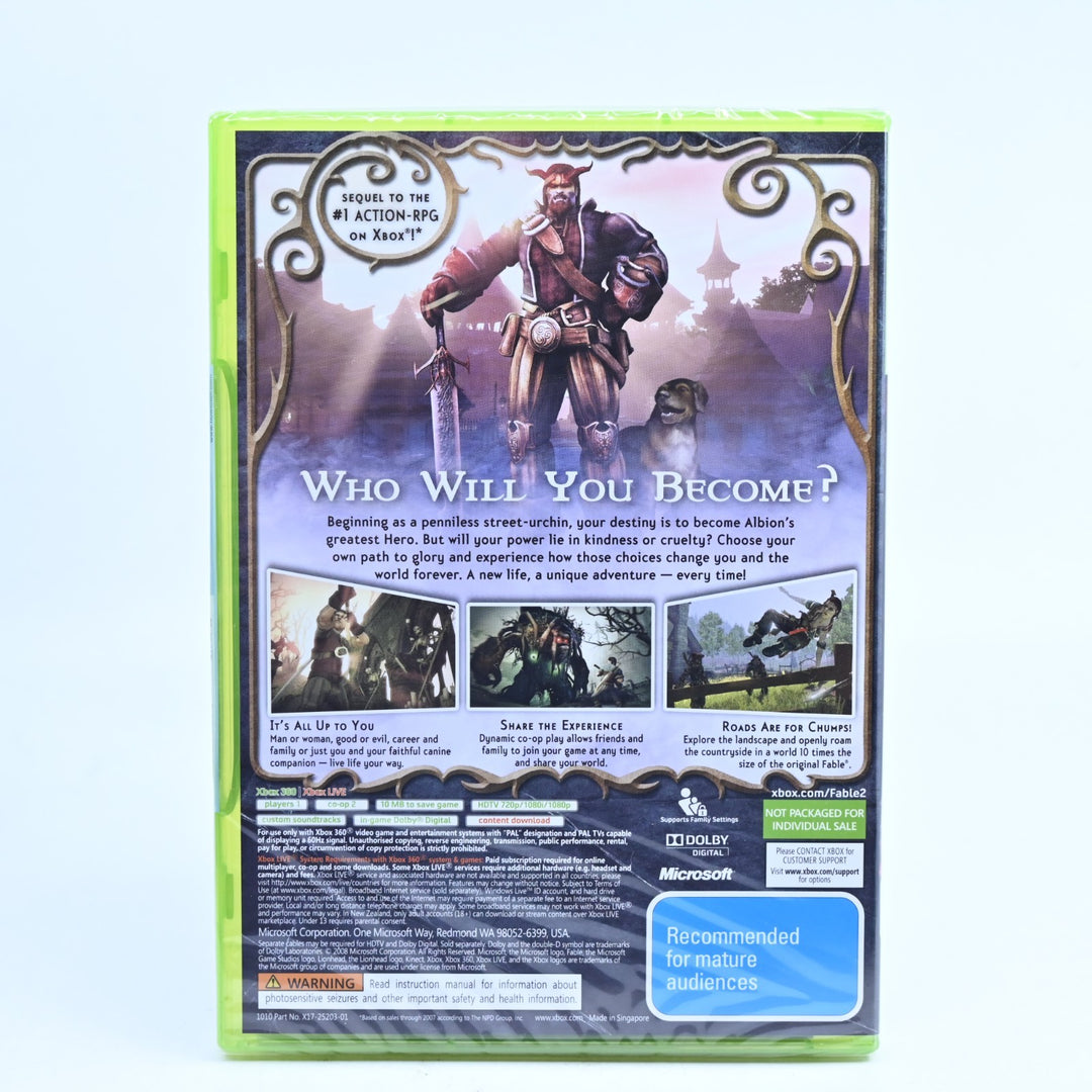SEALED! Fable II - Xbox 360 Game + Manual - PAL - FREE POST!