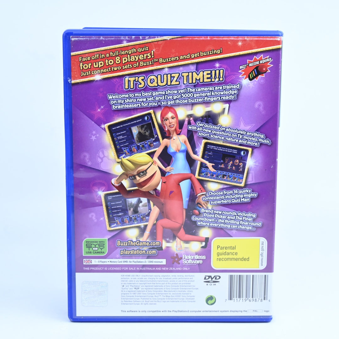 Buzz!: The Mega Quiz - Sony Playstation 2 / PS2 Game + Manual - PAL - MINT DISC!