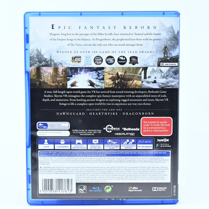 Skyrim VR - Sony Playstation 4 / PS4 Game + Manual - FREE POST!