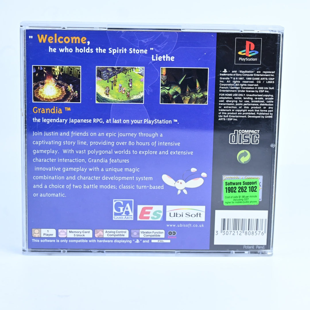 Grandia - Sony Playstation 1 / PS1 Game + Manual - PAL - MINT DISC!