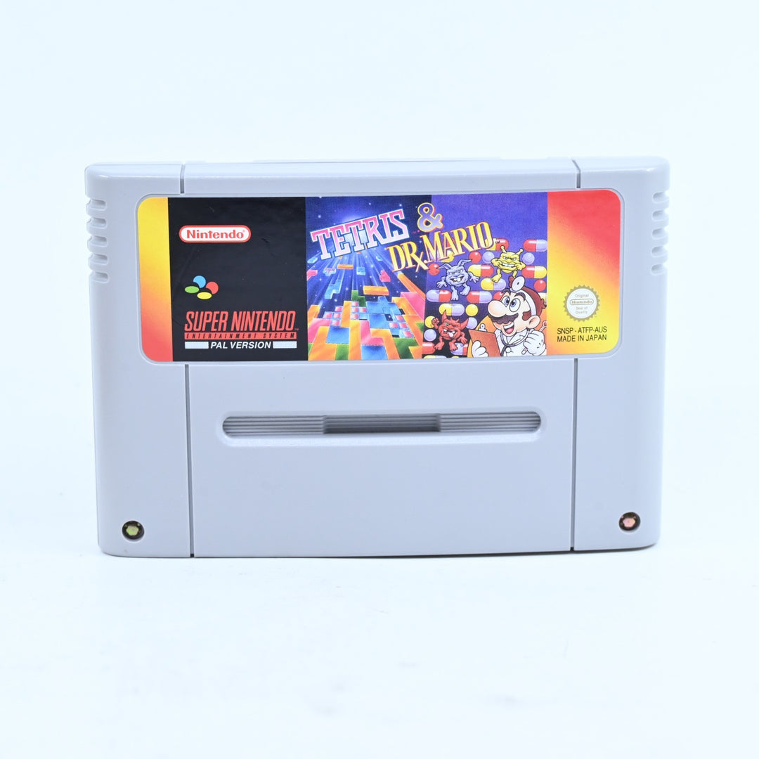 Tetris & Dr Mario - Super Nintendo / SNES Boxed Game - PAL - FREE POST!