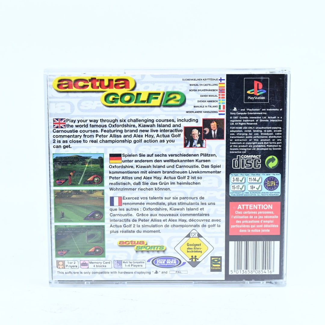 Actua Golf 2 - Sony Playstation 1 / PS1 Game + Manual PAL - MINT DISC