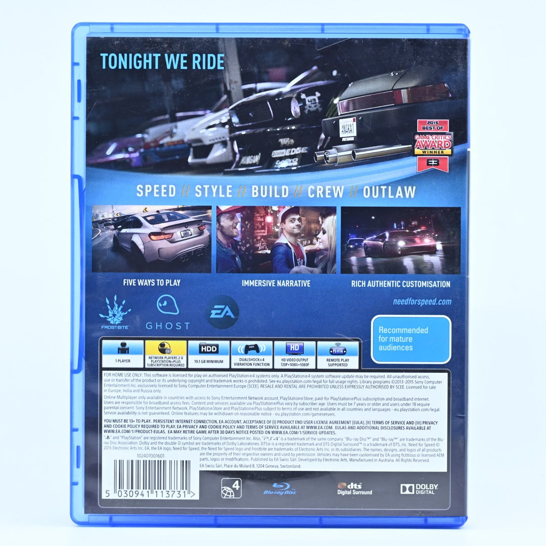 Need for Speed - Sony Playstation 4 / PS4 Game - FREE POST!