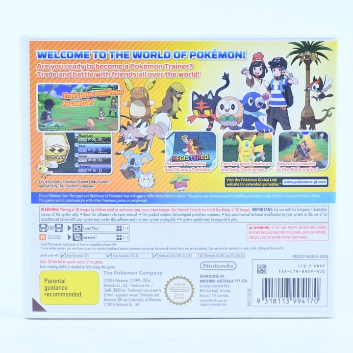 Pokemon Sun - Nintendo 3DS Game - PAL + Manual - FREE POST!