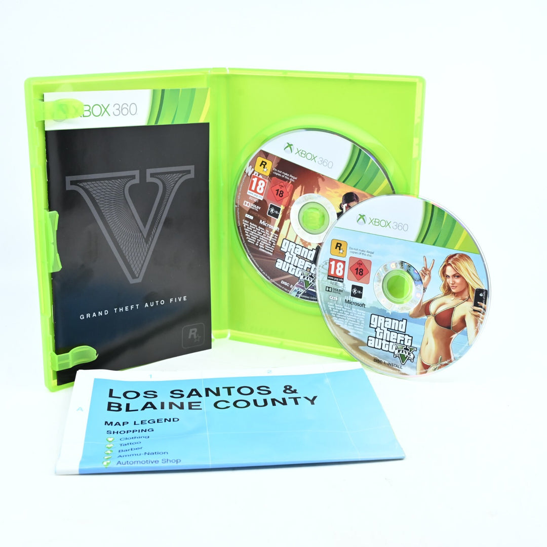Grand Theft Auto V 5 - Xbox 360 Game + Manual + Map- PAL - NEAR MINT DISC!