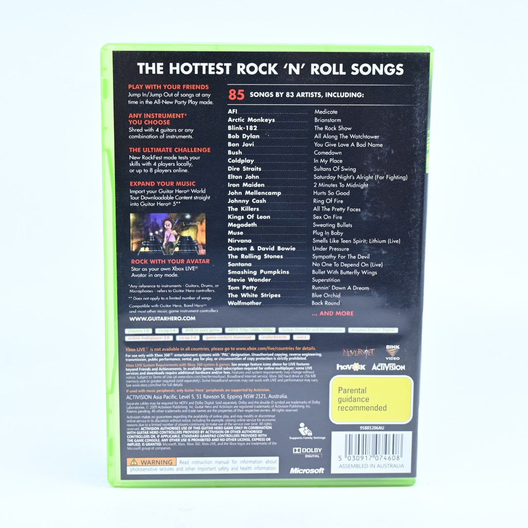 Guitar Hero 5 - Xbox 360 Game + Manual - PAL - MINT DISC!