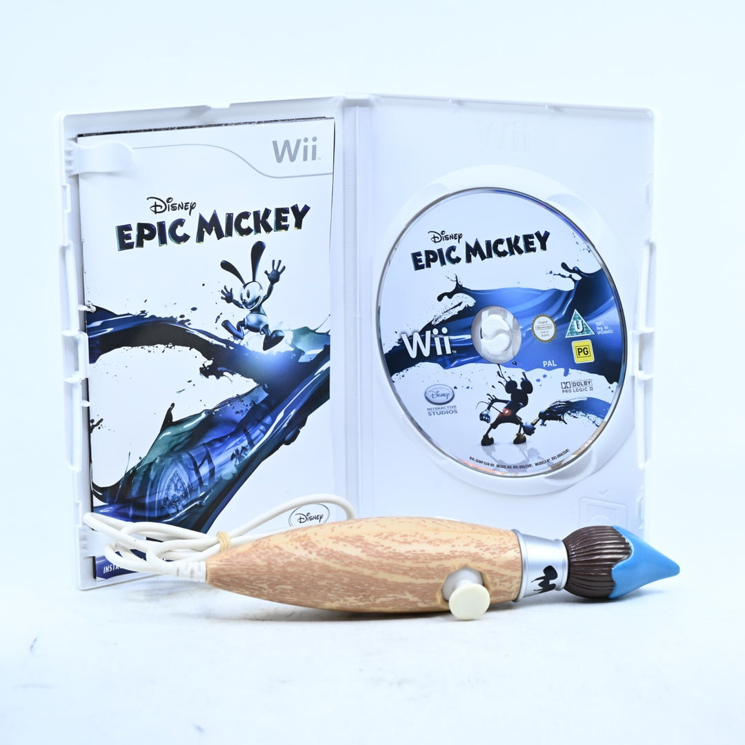 Epic Mickey - Nintendo Wii Game + Manual + Paintbrush Nunchuck - PAL
