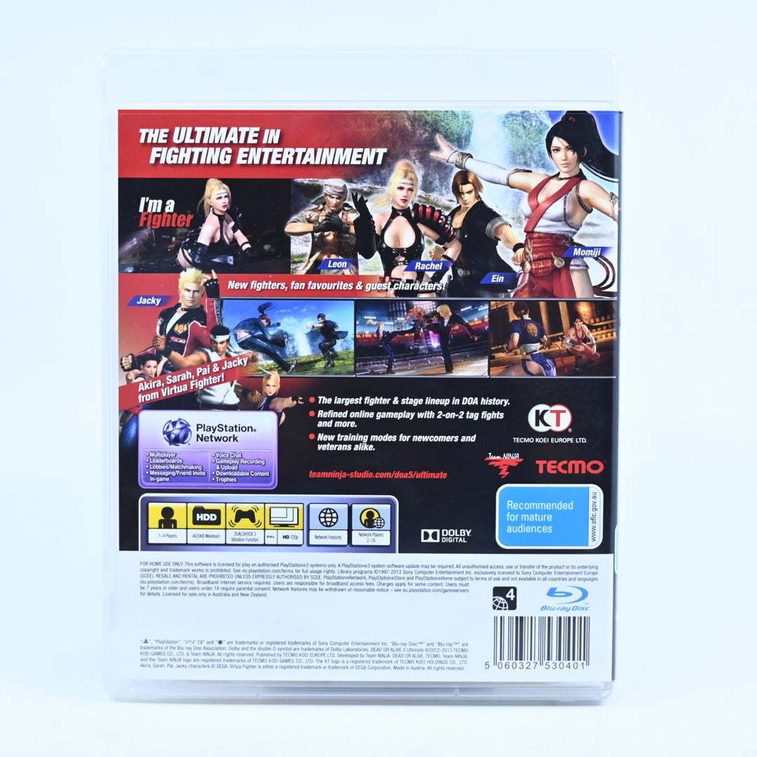 Dead Or Alive 5 Ultimate - Sony Playstation 3 / PS3 Game + Manual - FREE POST!