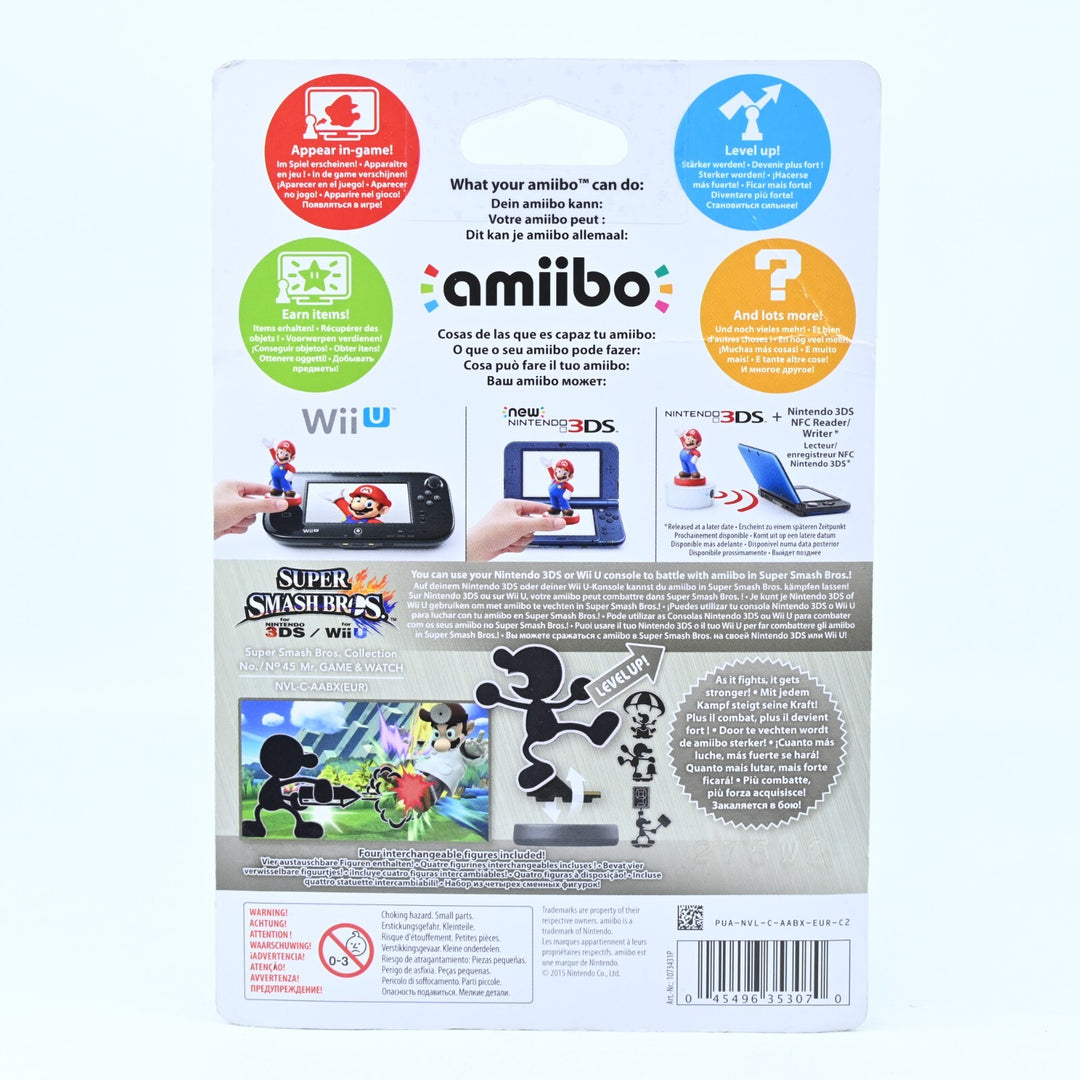 SEALED! Mr. GAME & WATCH Amiibo No. 45 - Super Smash Bros. - Toy