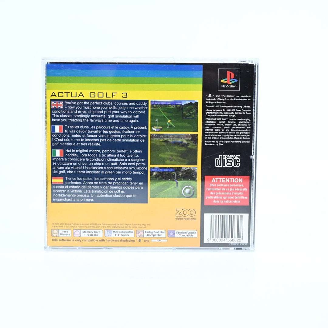 Actua Golf 3 - Sony Playstation 1 / PS1 Game + Manual - PAL - MINT DISC!