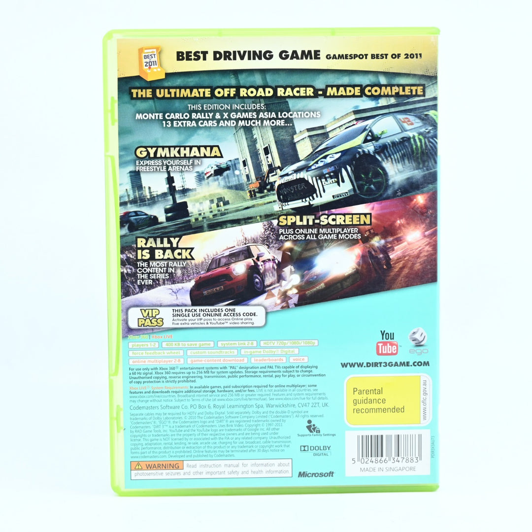 Dirt 3 - Complete Edition - Xbox 360 Game + Manual - PAL - MINT DISC!