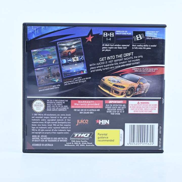 Juiced 2 Hot Import Nights - Nintendo DS Game - No Manual - PAL - FREE POST!