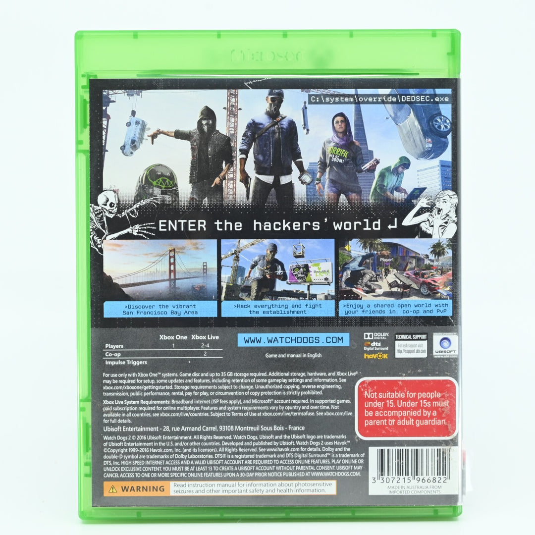 Watch Dogs 2 - Xbox One Game - PAL - FREE POST!