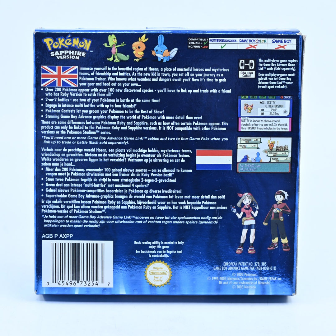 Pokemon Sapphire Version Nintendo Gameboy Advance GBA Boxed Game NEW BATTERY