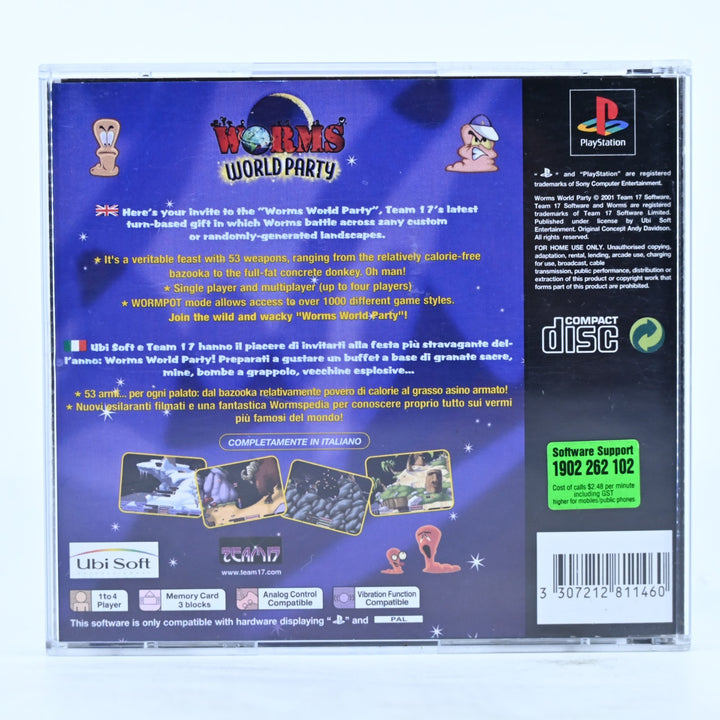 Worms World Party - Sony Playstation 1 / PS1 Game + Manual - PAL - MINT DISC!