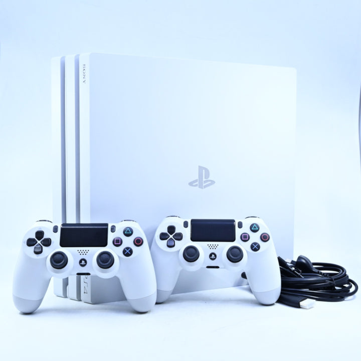 White Sony Playstation 4/ PS4 Pro Console - GENUINE CONTROLLER/S + CABLES + HDMI
