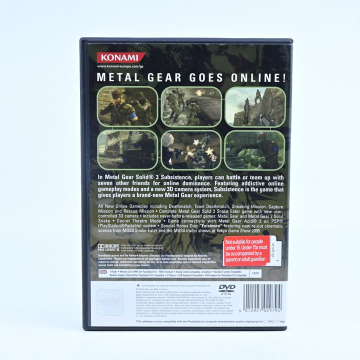 Metal Gear Solid 3: Subsistence - Sony Playstation 2 / PS2 Game + Manual - PAL