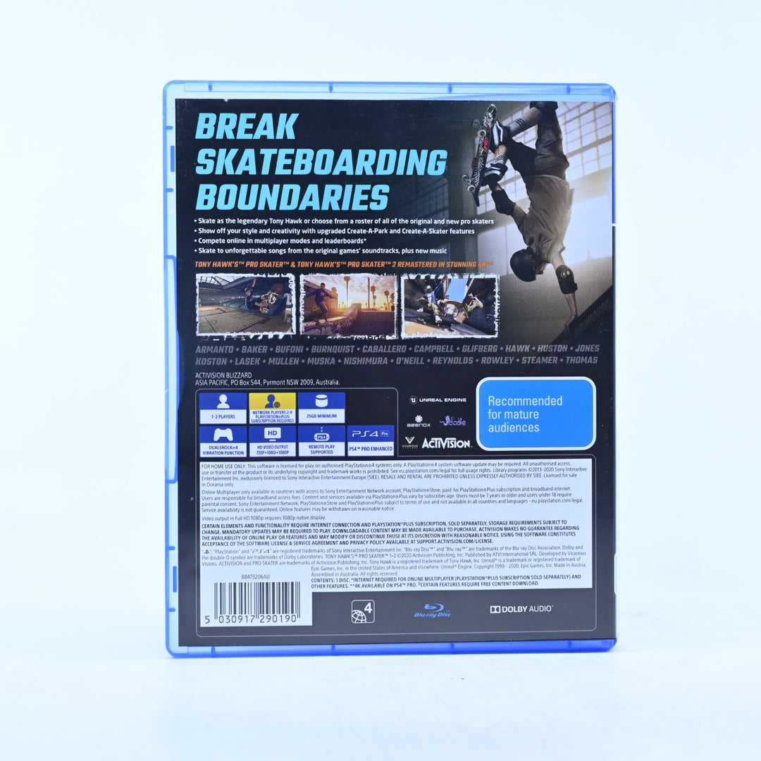 Tony Hawk's Pro Skater 1 + 2 - Sony Playstation 4 / PS4 Game - MINT DISC!