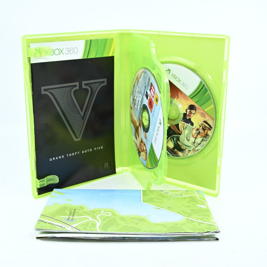 Grand Theft Auto V 5 - Xbox 360 Game + Manual + Map- PAL - FREE POST