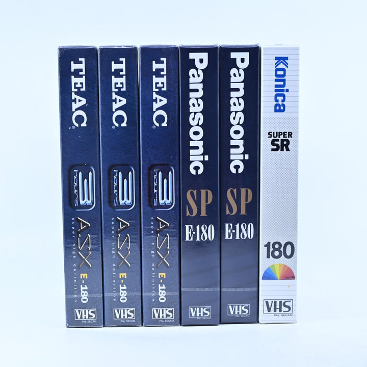 6 x Assorted E-180 Blank VHS Cassette Tape - PAL - VHS