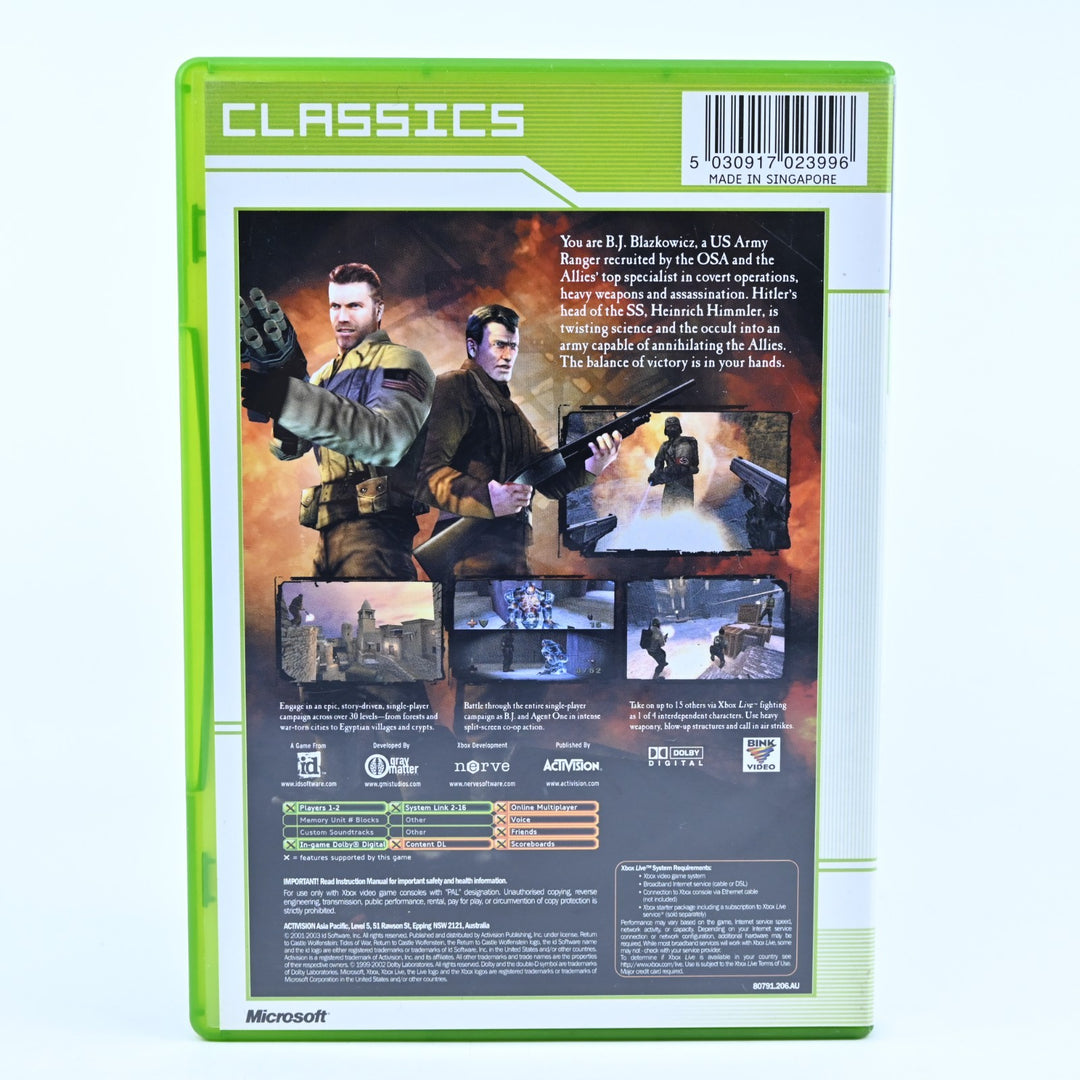 Return to Castle Wolfenstein Tides of War - Original Xbox Game + Manual
