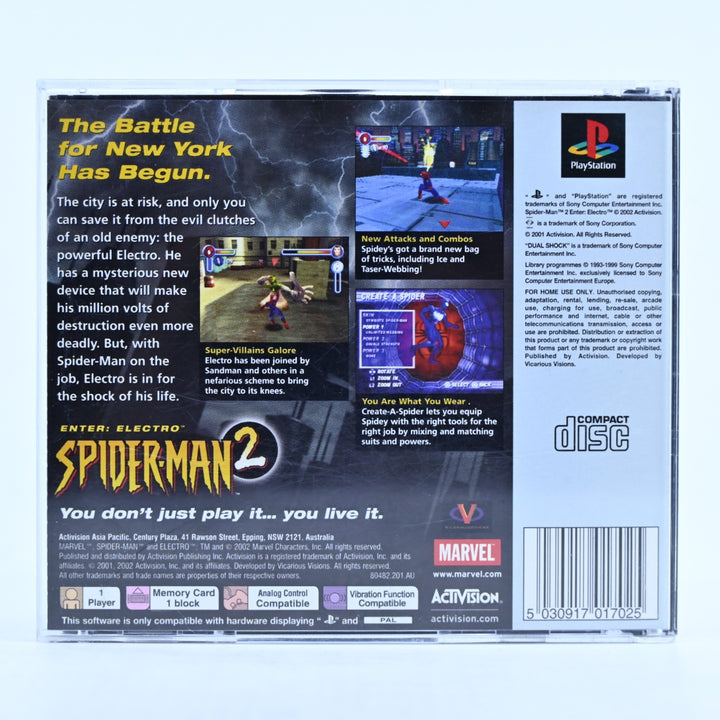 Spider-Man 2 Enter: Electro - Sony Playstation 1 / PS1 Game + Manual - PAL