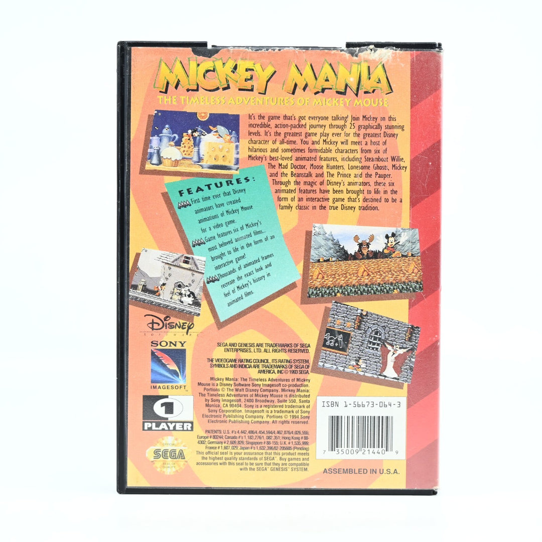 Mickey Mania + Manual - Sega Mega Drive Game / Genesis - FREE POST!