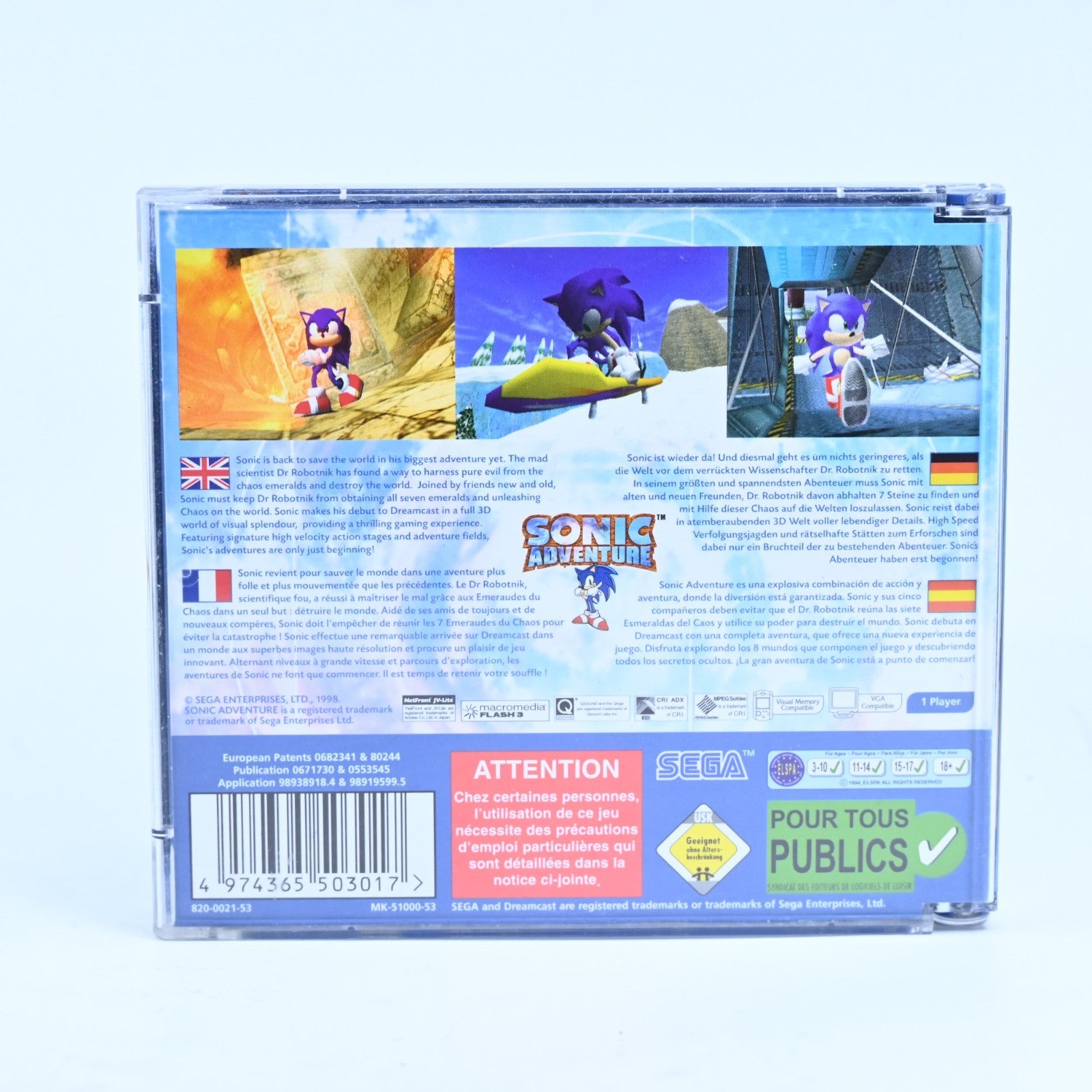 Sonic Adventure - Sega Dreamcast Game + Manual - PAL - MINT DISC ...