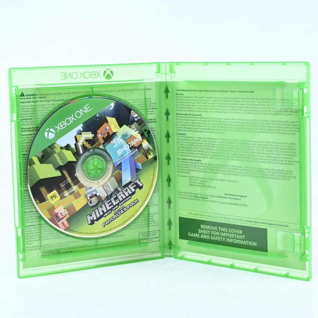 Minecraft + Includes Favourites Pack - Xbox One Game - PAL - MINT DISC!