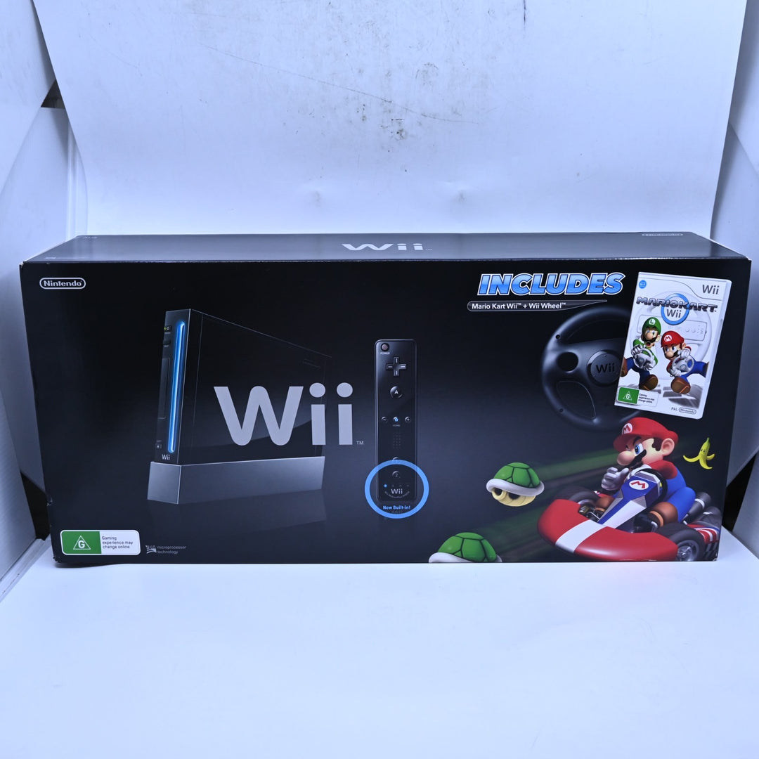 UNUSED! Mario Kart Wii Pack - Black - Nintendo Wii Boxed Console - AUS PAL