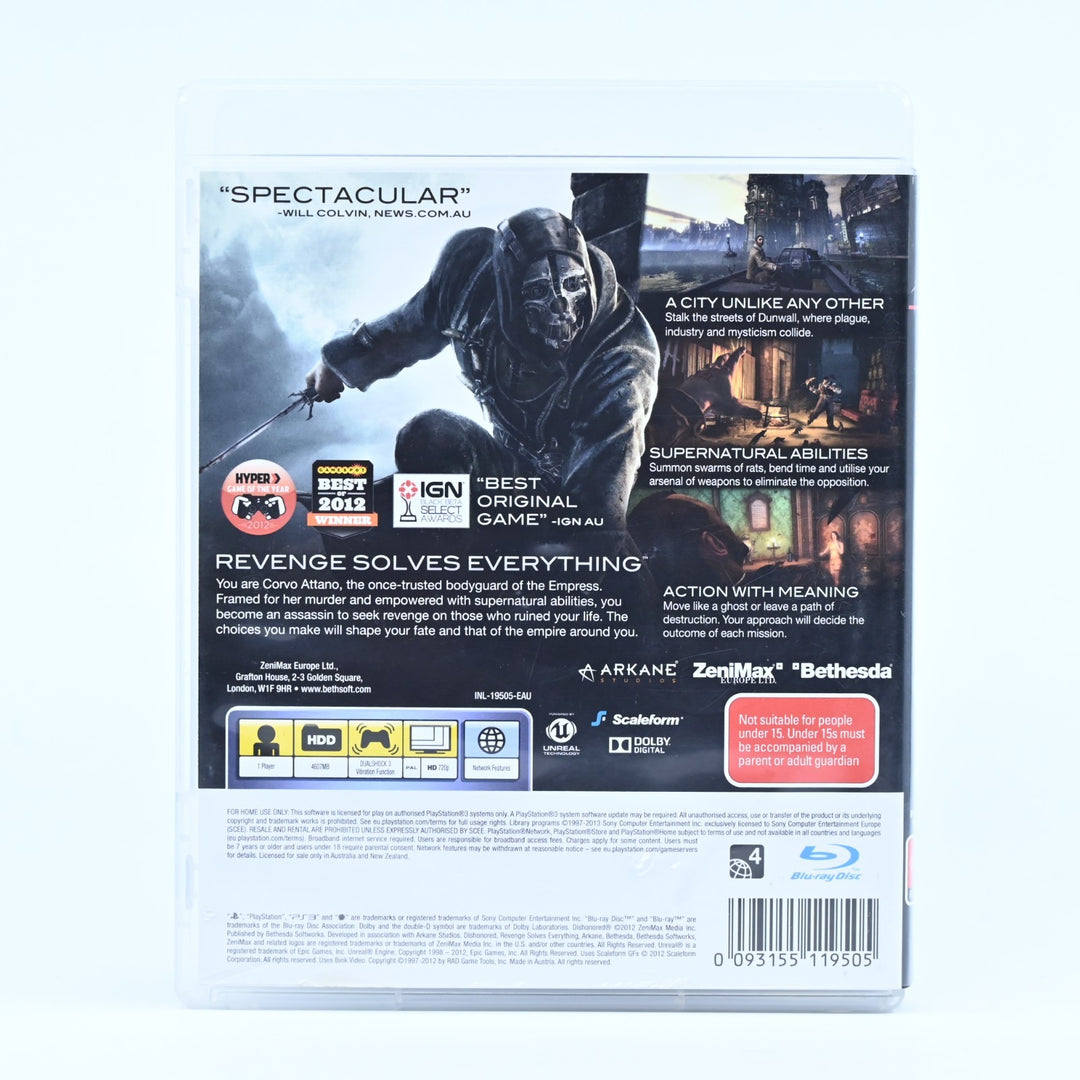 Dishonored - Sony Playstation 3 / PS3 Game + Manual - FREE POST!