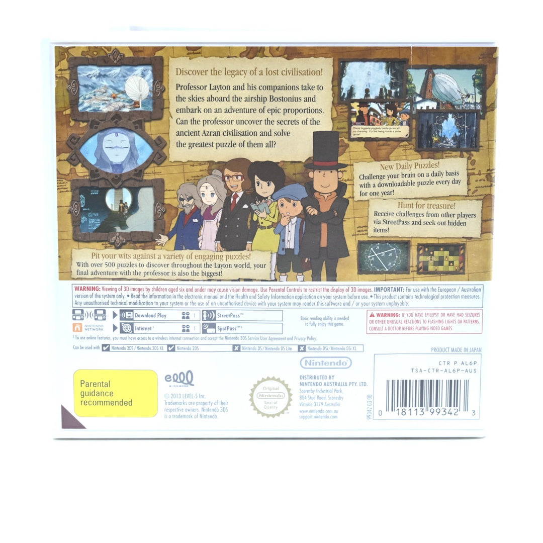Professor Layton and the Azran Legacy - Nintendo 3DS Game - PAL + Manual