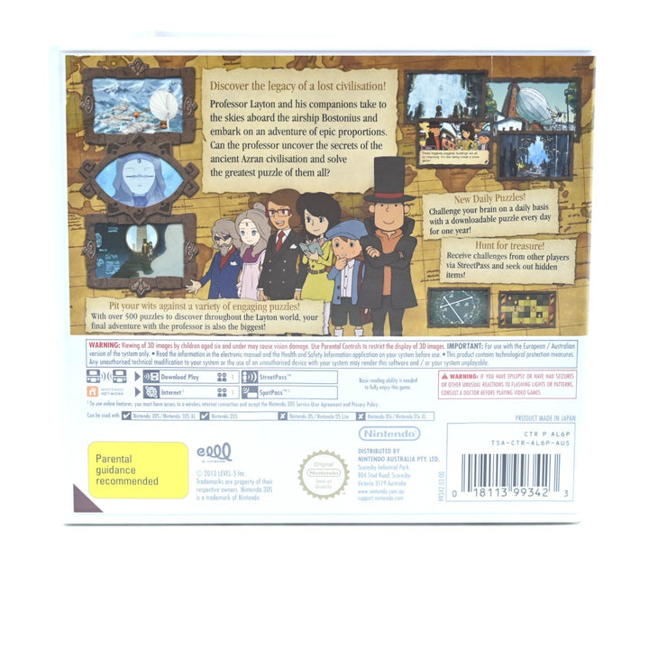 Professor Layton and the Azran Legacy - Nintendo 3DS Game - PAL + Manual