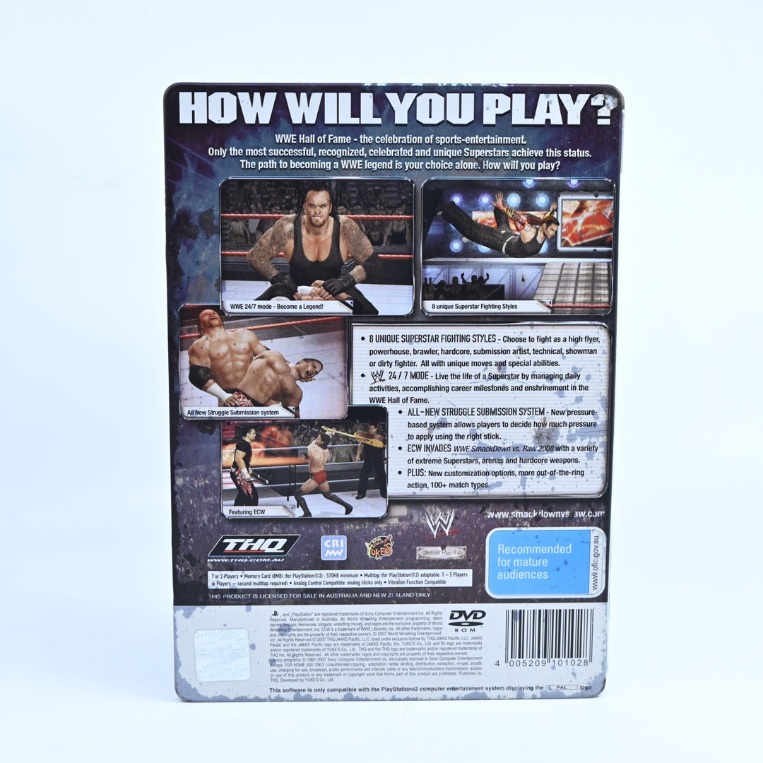 SmackDown vs. Raw 2008 Steelbook - Sony Playstation 2 / PS2 Game + Manual