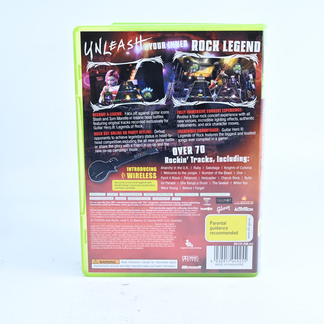 Guitar Hero III: Legends of Rock - Xbox 360 Game - PAL - NEAR MINT DISC!